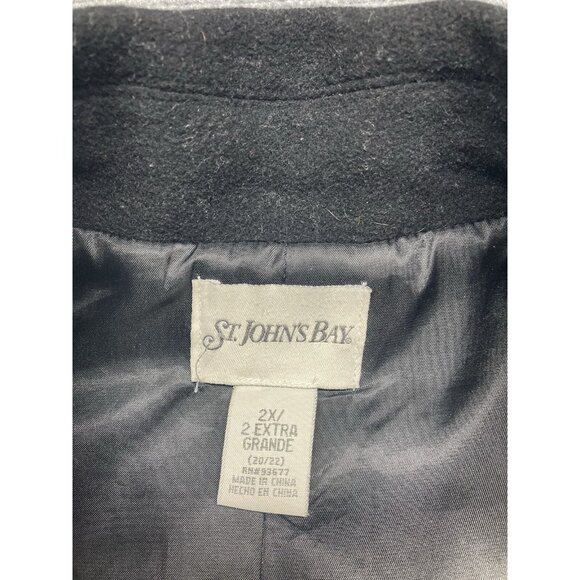 St John's Bay Pea Coat Women’s Sz 2X Black Long Sleeve Button Up Cashmere Blend - Picture 3 of 11